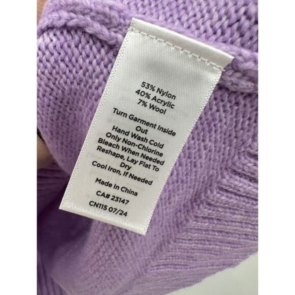 Talbots Purple Fair Isle Sequin Knit Sweater Womens Sz‎ L Wool Blend Cozy Knit - Picture 7 of 7
